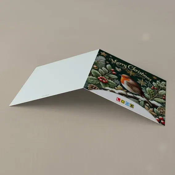 Kartka świąteczna z logo BN2-563 Rudzik i szkarłatne owoce, tył