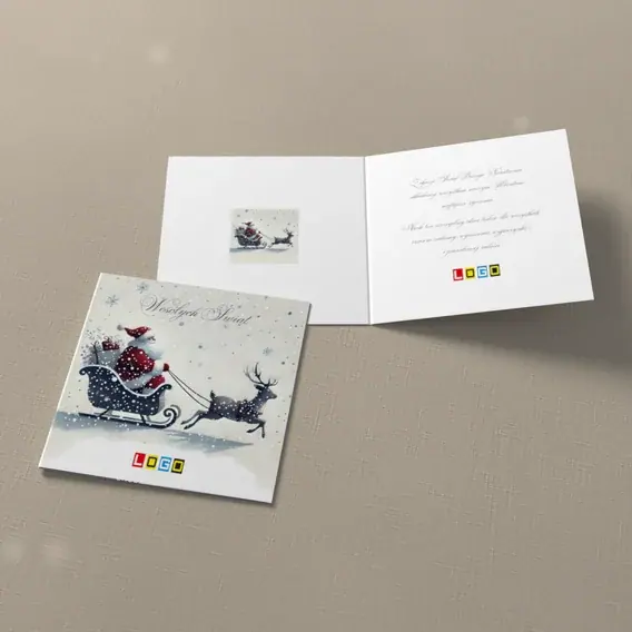 Kartka świąteczna z logo BN2-564 Reniferowa podróż w zawiei, widok ogólny