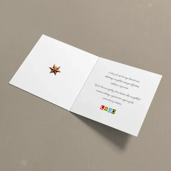 Kartka świąteczna z logo BN2-565 Ozdoby w dolnej części beżu, wnętrze