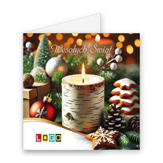 Kartka świąteczna z logo BN2-571 Płomyk w gronie szyszek, okładka