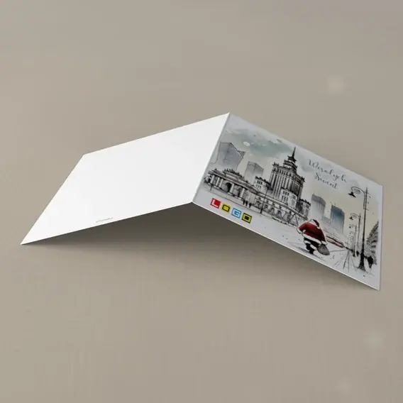 Kartka świąteczna z logo BN2-574 Samotna czerwień na ulicy, tył