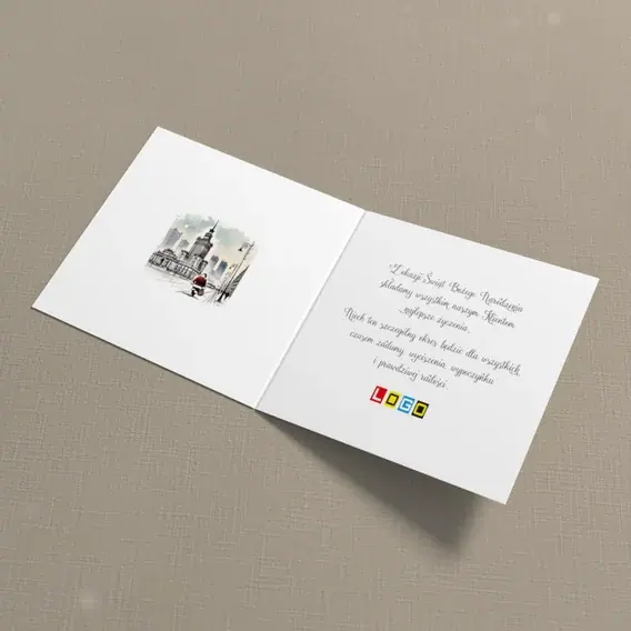 Kartka świąteczna z logo BN2-574 Samotna czerwień na ulicy, wnętrze