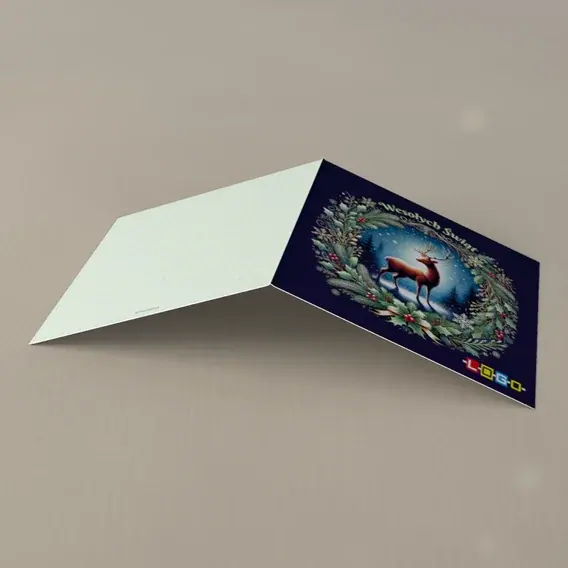 Kartka świąteczna z logo BN2-581 Poroże w kręgu zieleni, tył