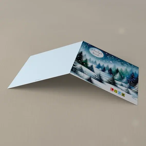 Kartka świąteczna z logo BN2-588 Księżycowy krąg wśród jodeł, tył