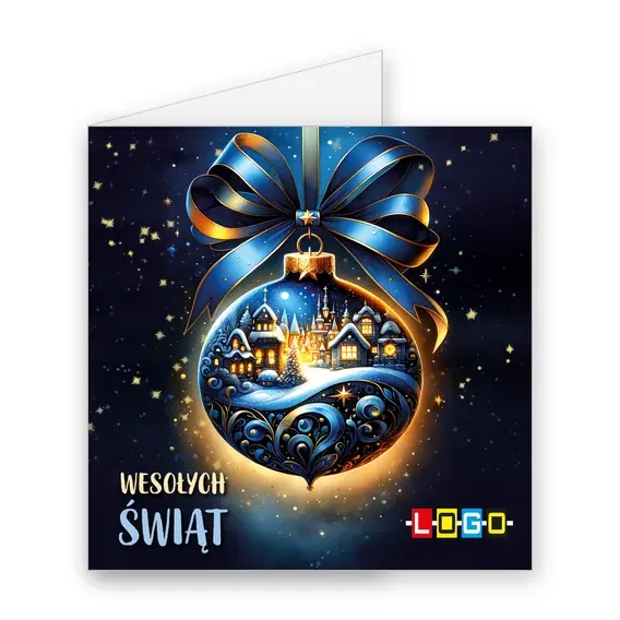 Kartka świąteczna z logo BN2-591 Szklana kula z wioską, okładka