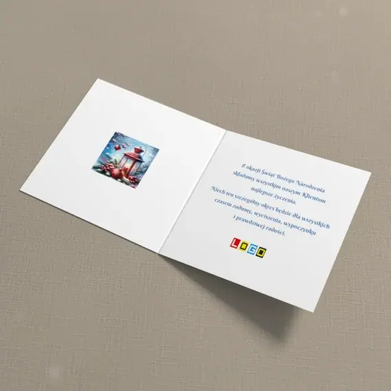 Kartka świąteczna z logo BN2-599 Latarnia w błękitnym wirze, wnętrze