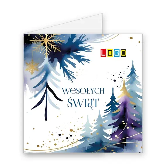 Kartka świąteczna z logo BN2-603 Choinki ustawione po lewej, okładka