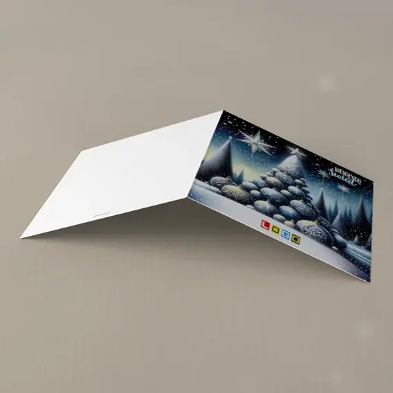 Kartka świąteczna z logo BN2-604 Drzewo ze srebrnych kul, tył