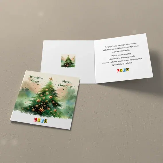 Kartka świąteczna z logo BN2-618 Malowana jodła o mroźnym świcie, widok ogólny