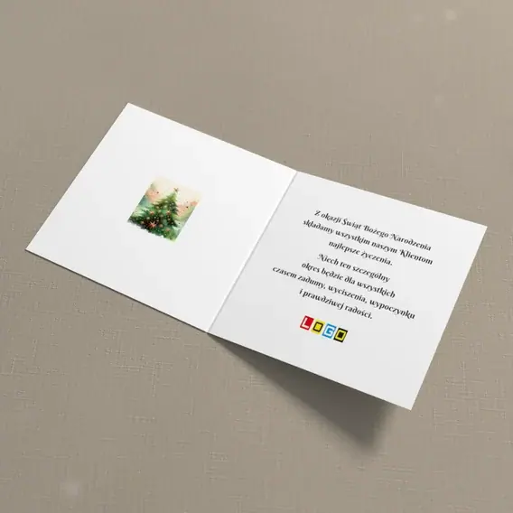 Kartka świąteczna z logo BN2-618 Malowana jodła o mroźnym świcie, wnętrze