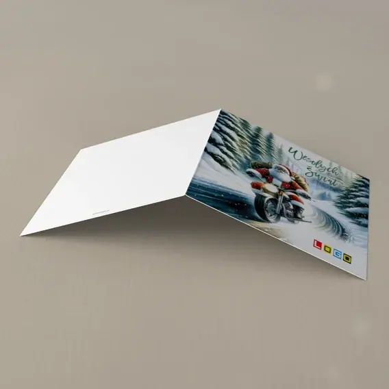 Kartka świąteczna z logo BN2-621 Jednoślad przez zimowy bór, tył