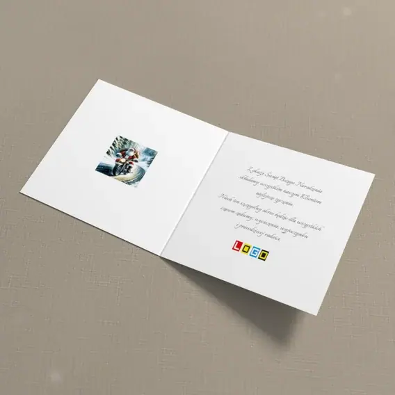 Kartka świąteczna z logo BN2-621 Jednoślad przez zimowy bór, wnętrze