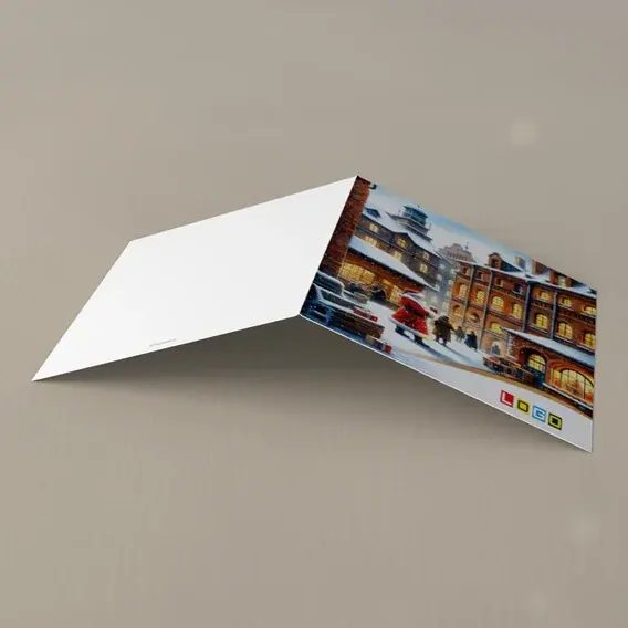 Kartka świąteczna z logo BN2-626 Latarnie przy ceglanej uliczce, tył