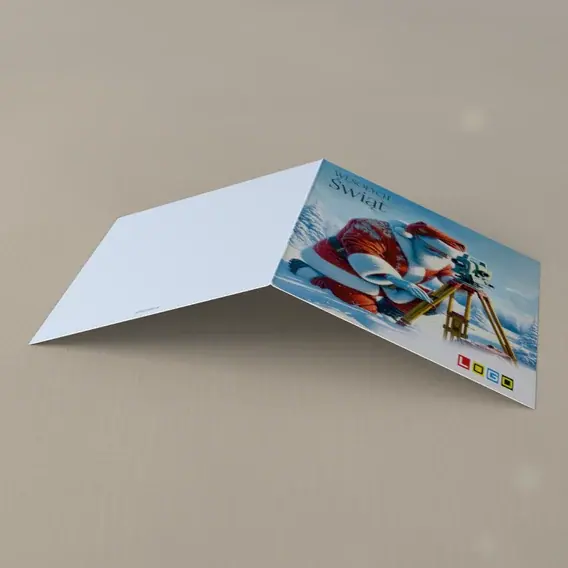 Kartka świąteczna z logo BN2-628 Geodeta w czerwonej czapie, tył