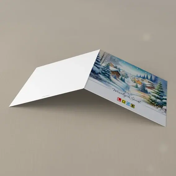 Kartka świąteczna z logo BN2-629 Cicha wioska z kominami, tył