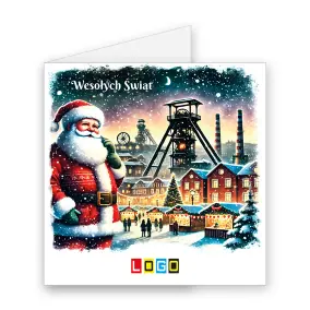 BN2-639 Fabryka z dymem i paczkami · Okładka Kartka świąteczna z logo BN2-639 Fabryka z dymem i paczkami, okładka