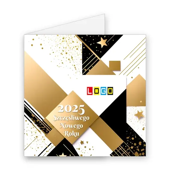 Kartka świąteczna z logo BN2-641 Ostre kąty na kropkowanej bieli, okładka