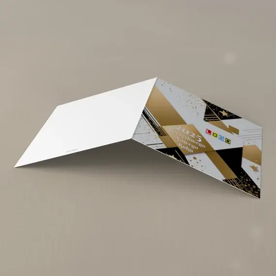 Kartka świąteczna z logo BN2-641 Ostre kąty na kropkowanej bieli, tył