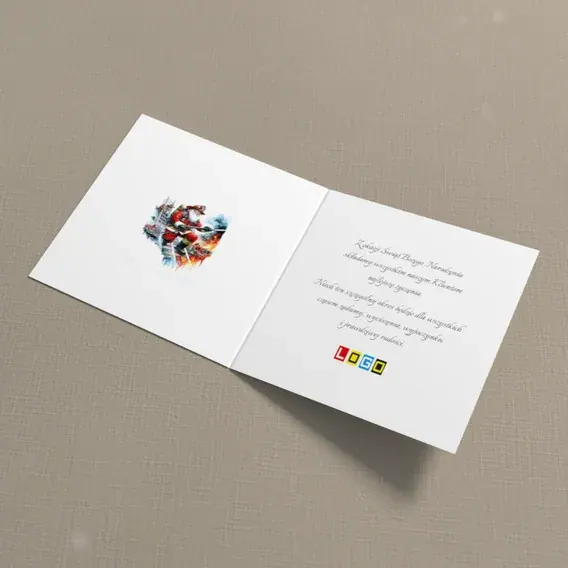Kartka świąteczna z logo BN2-642 Czerwień wśród ognia i dymu, wnętrze