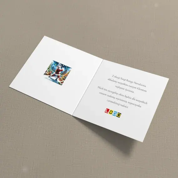 Kartka świąteczna z logo BN2-643 Wirujący święty wśród lampek, wnętrze