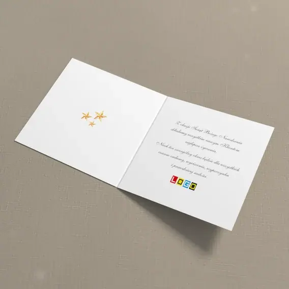 Kartka świąteczna z logo BN2-649 Błysk w ciemnym granacie, wnętrze