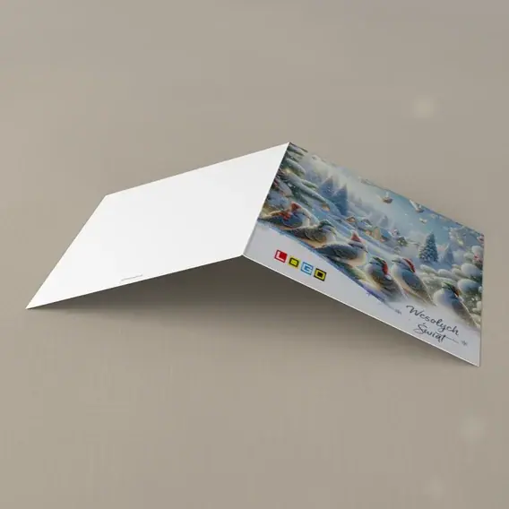 Kartka świąteczna z logo BN2-652 Czapeczki na gałęzi mrozu, tył