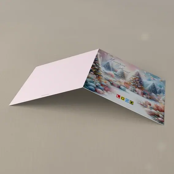 Kartka świąteczna z logo BN2-653 Pastelowy las pod szczytami, tył