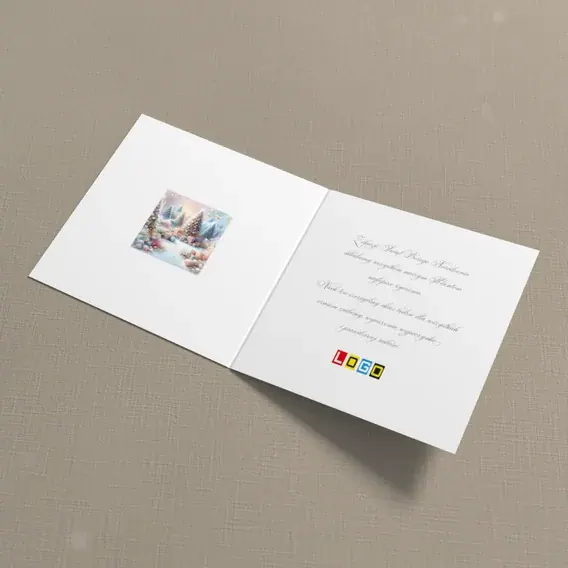Kartka świąteczna z logo BN2-653 Pastelowy las pod szczytami, wnętrze