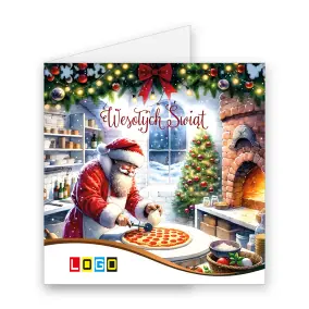 BN2-654 Domowa pizzeria świętego · Okładka Kartka świąteczna z logo BN2-654 Domowa pizzeria świętego, okładka