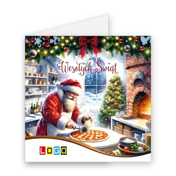 Kartka świąteczna z logo BN2-654 Domowa pizzeria świętego, okładka