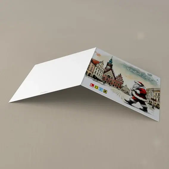Kartka świąteczna z logo BN2-656 Uliczny spacer w stonowanych barwach, tył