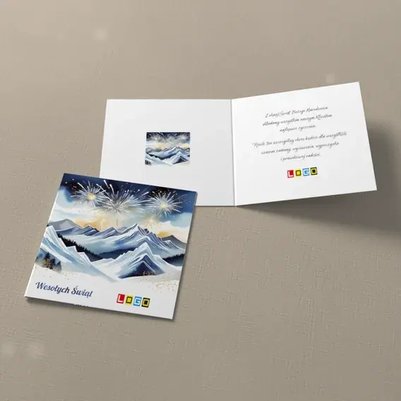 Kartka świąteczna z logo BN2-659 Granatowa noc nad szczytami, widok ogólny