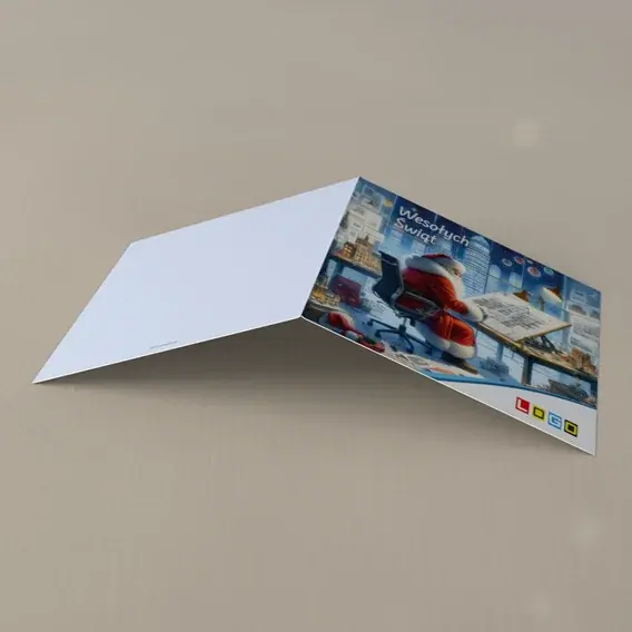 Kartka świąteczna z logo BN2-663 Biurko i trasa przez miasto, tył