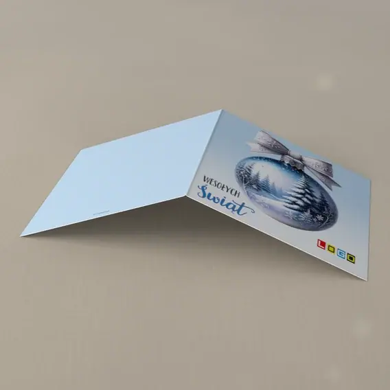 Kartka świąteczna z logo BN2-664 Kula z zimowym pejzażem, tył