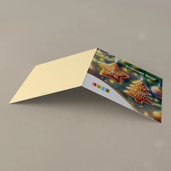 Kartka świąteczna z logo BN2-673 Gwiazda i drzewko z piernika, tył