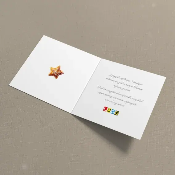 Kartka świąteczna z logo BN2-673 Gwiazda i drzewko z piernika, wnętrze