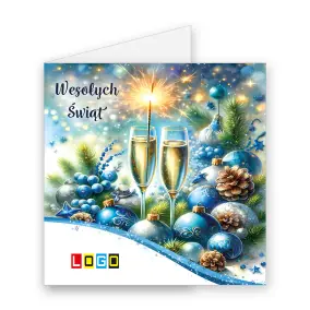 BN2-677 Toast pośród igieł i szyszek · Okładka Kartka świąteczna z logo BN2-677 Toast pośród igieł i szyszek, okładka