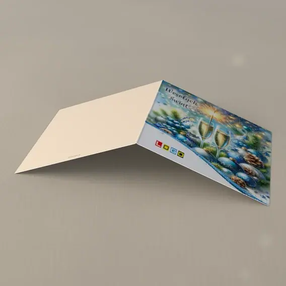 Kartka świąteczna z logo BN2-677 Toast pośród igieł i szyszek, tył