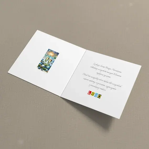 Kartka świąteczna z logo BN2-677 Toast pośród igieł i szyszek, wnętrze