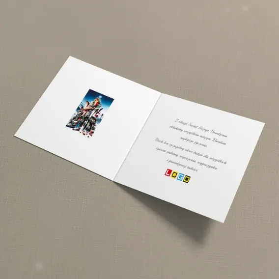 Kartka świąteczna z logo BN2-679 Narty ułożone w drzewko, wnętrze
