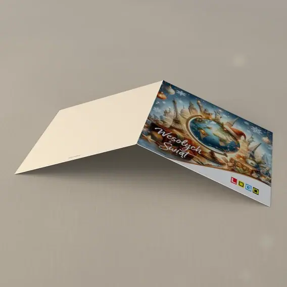 Kartka świąteczna z logo BN2-680 Planeta w złotej poświacie, tył