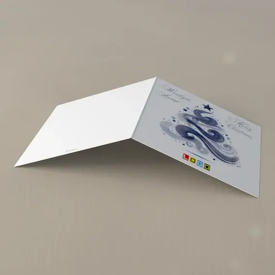 Kartka świąteczna z logo BN2-685 Spirala w biało-niebieskiej zimie, tył