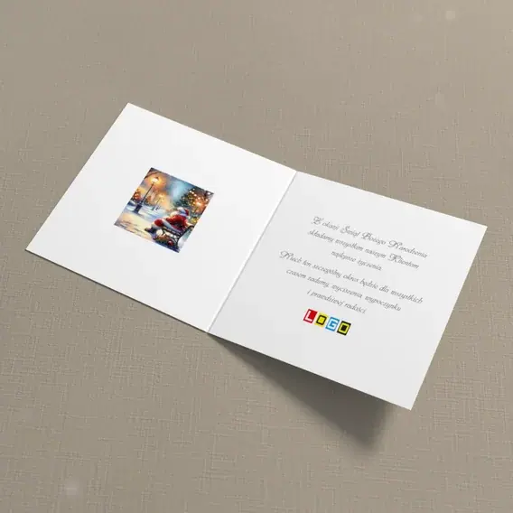 Kartka świąteczna z logo BN2-690 Zimowy park w żółtym świetle, wnętrze