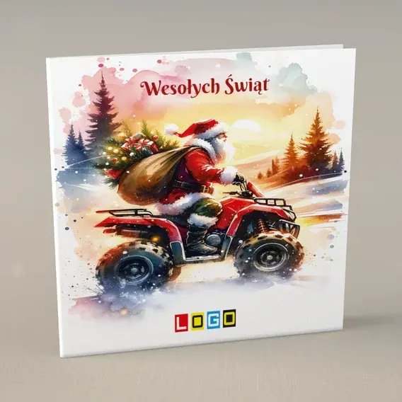 Kartka świąteczna z logo BN2-695 Quad na śnieżnym szlaku, przód