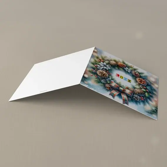 Kartka świąteczna z logo BN2-696 Szyszkowa girlanda z kokardą, tył