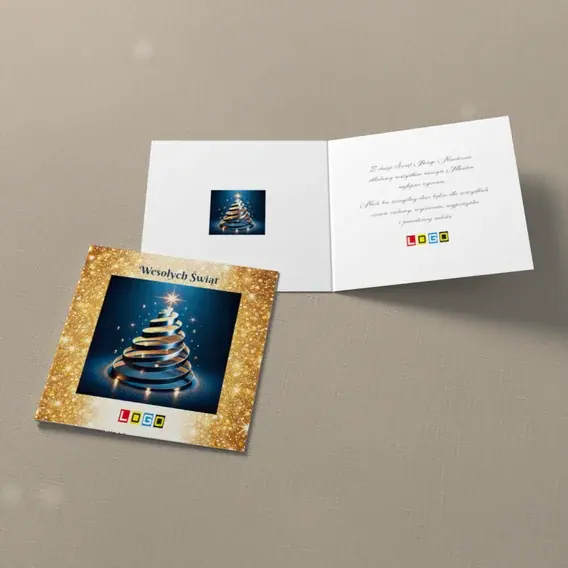Kartka świąteczna z logo BN2-697 Spirala jak sznur światełek, widok ogólny