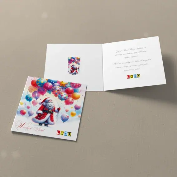 Kartka świąteczna z logo BN2-698 Lekkie niebo z balonami, widok ogólny