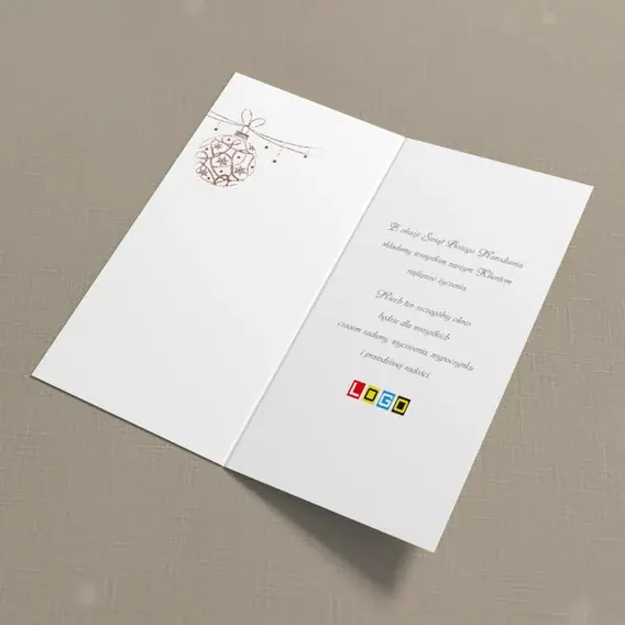Kartka świąteczna z logo BN3-001 Złoty rysunek na burgundzie, wnętrze
