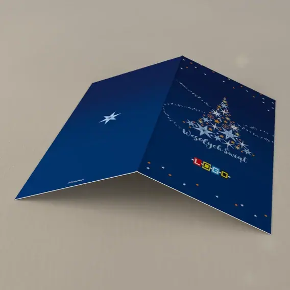 Kartka świąteczna z logo BN3-008 Choinka z konstelacji, tył
