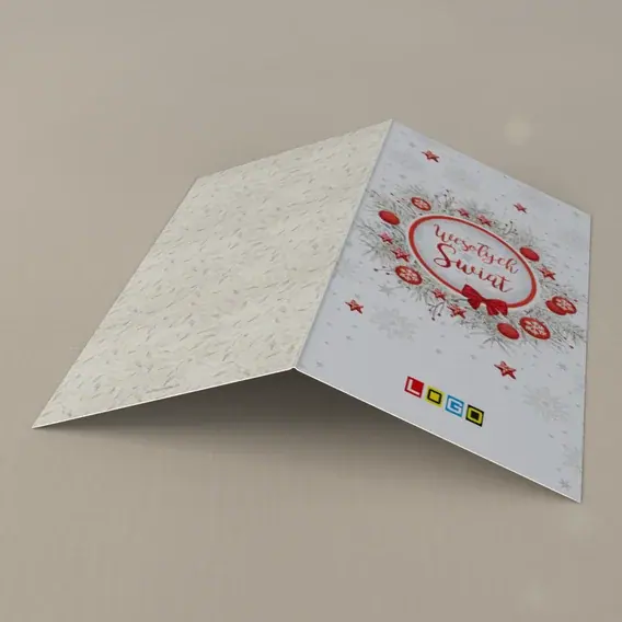 Kartka świąteczna z logo BN3-012 Szronowy krąg w czerwieni, tył